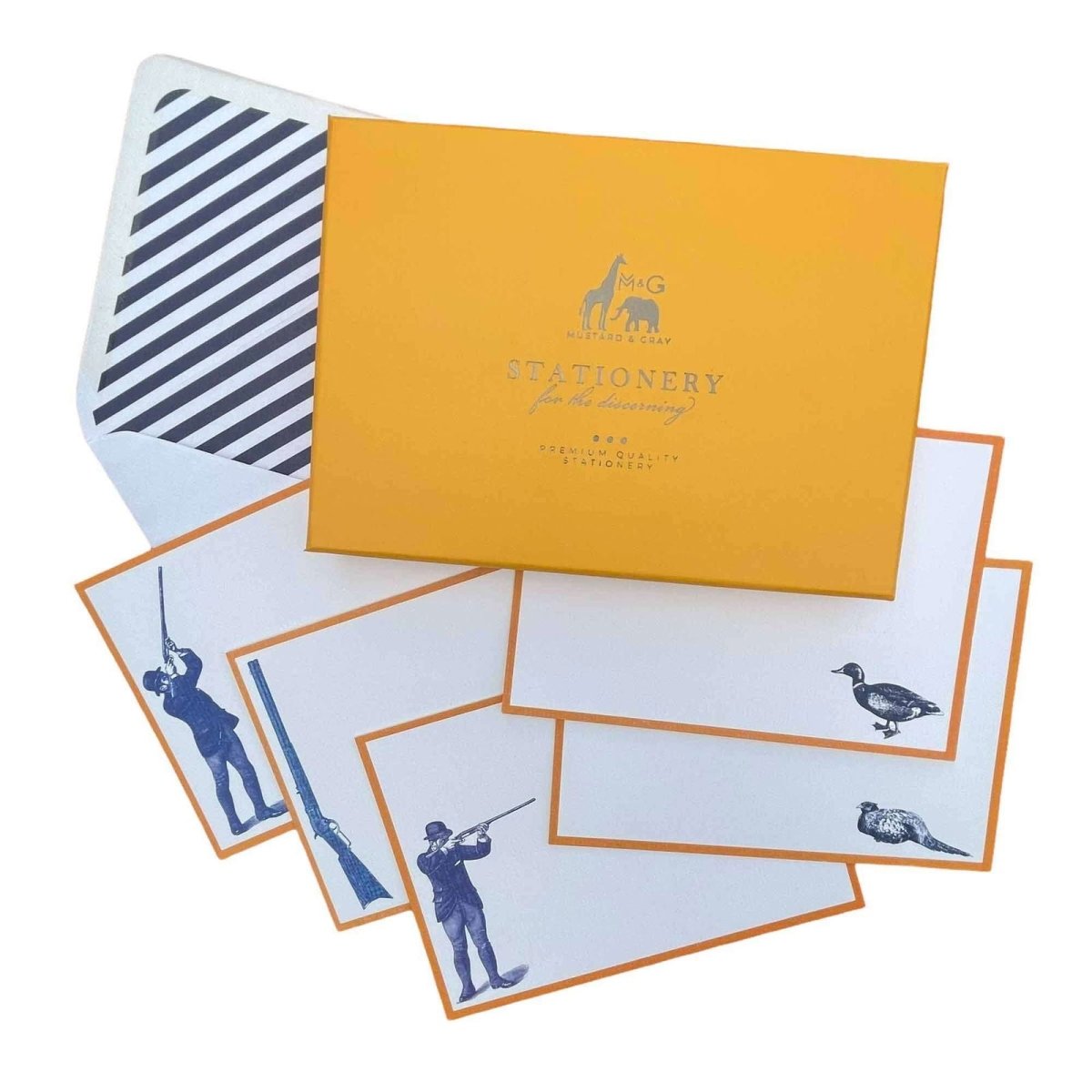 Game Shoot Notecard Set with Lined Envelopes - Mustard and Gray Ltd