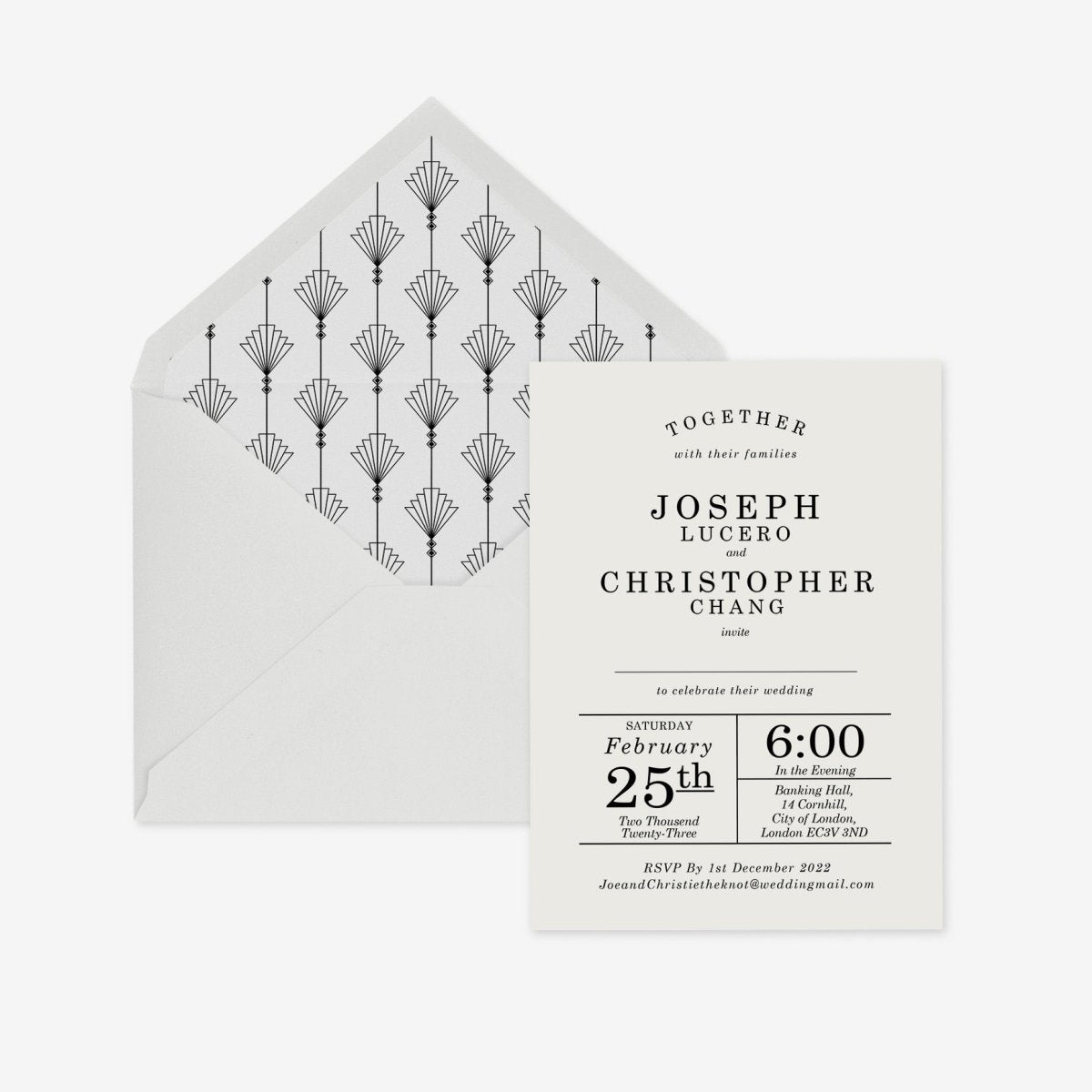 Gatsby Wedding Envelope Liners