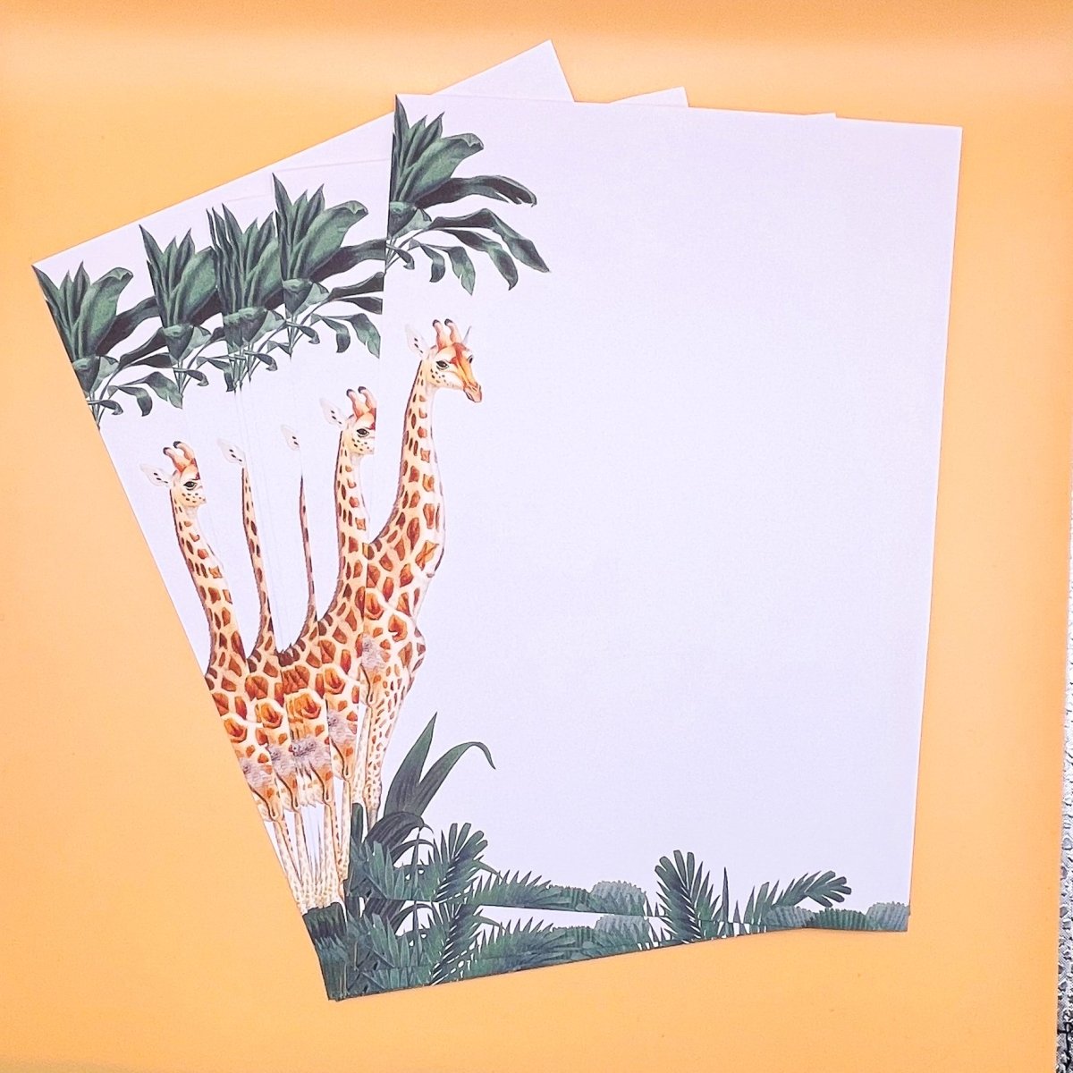Giraffe Letter Paper - Wove A5 Writing Paper - Mustard and Gray Ltd
