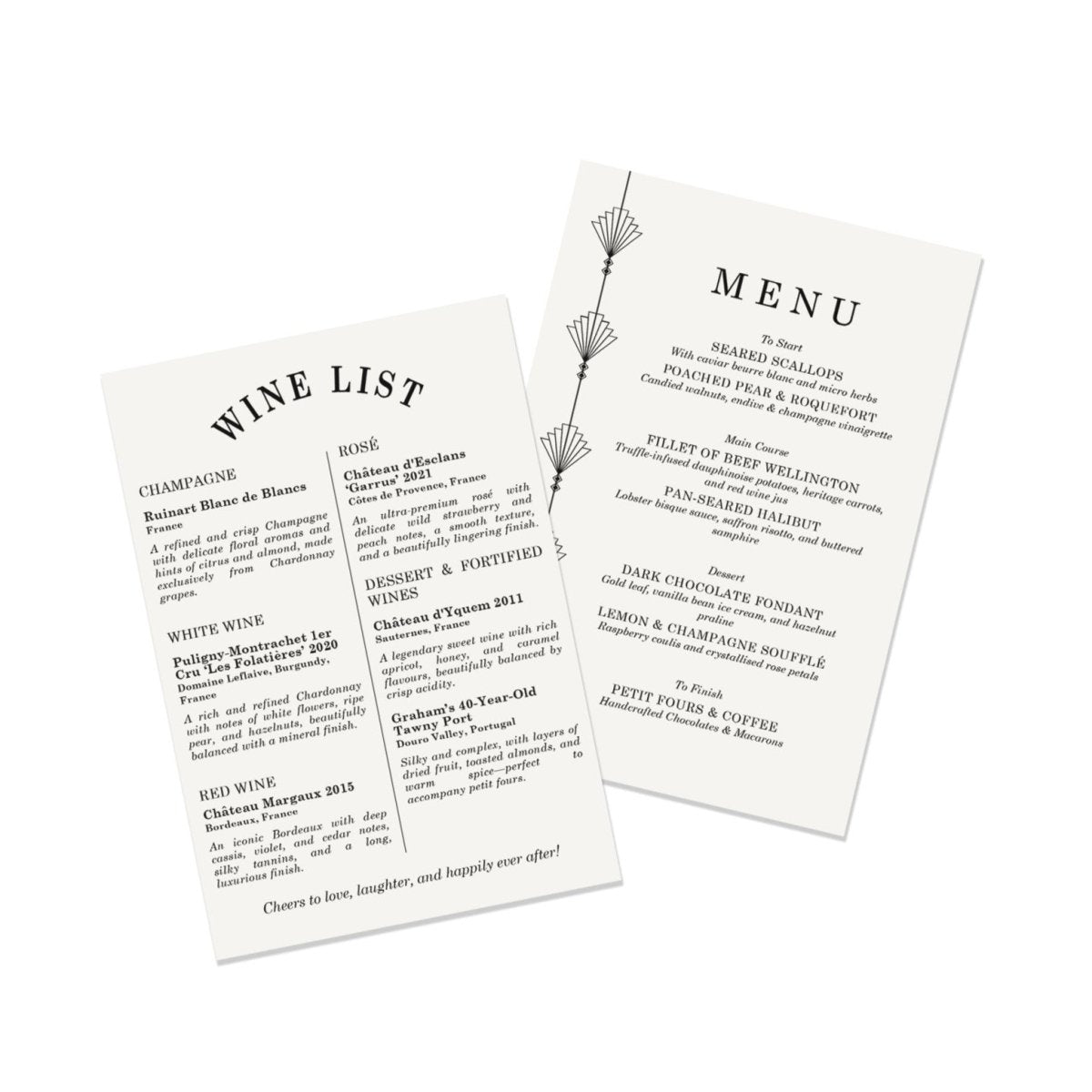 Great Gatsby Menu Card