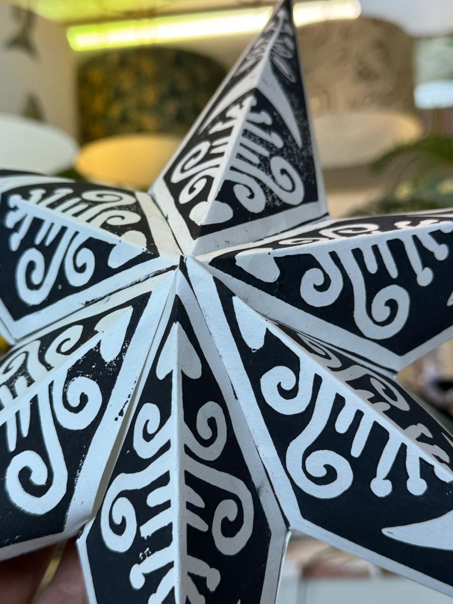 Handcrafted 3D Lino Cut Paper Star