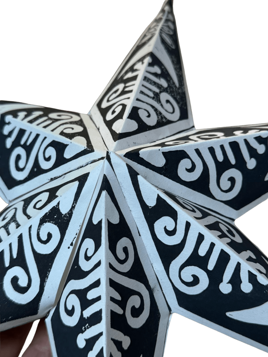 Handcrafted 3D Lino Cut Paper Star