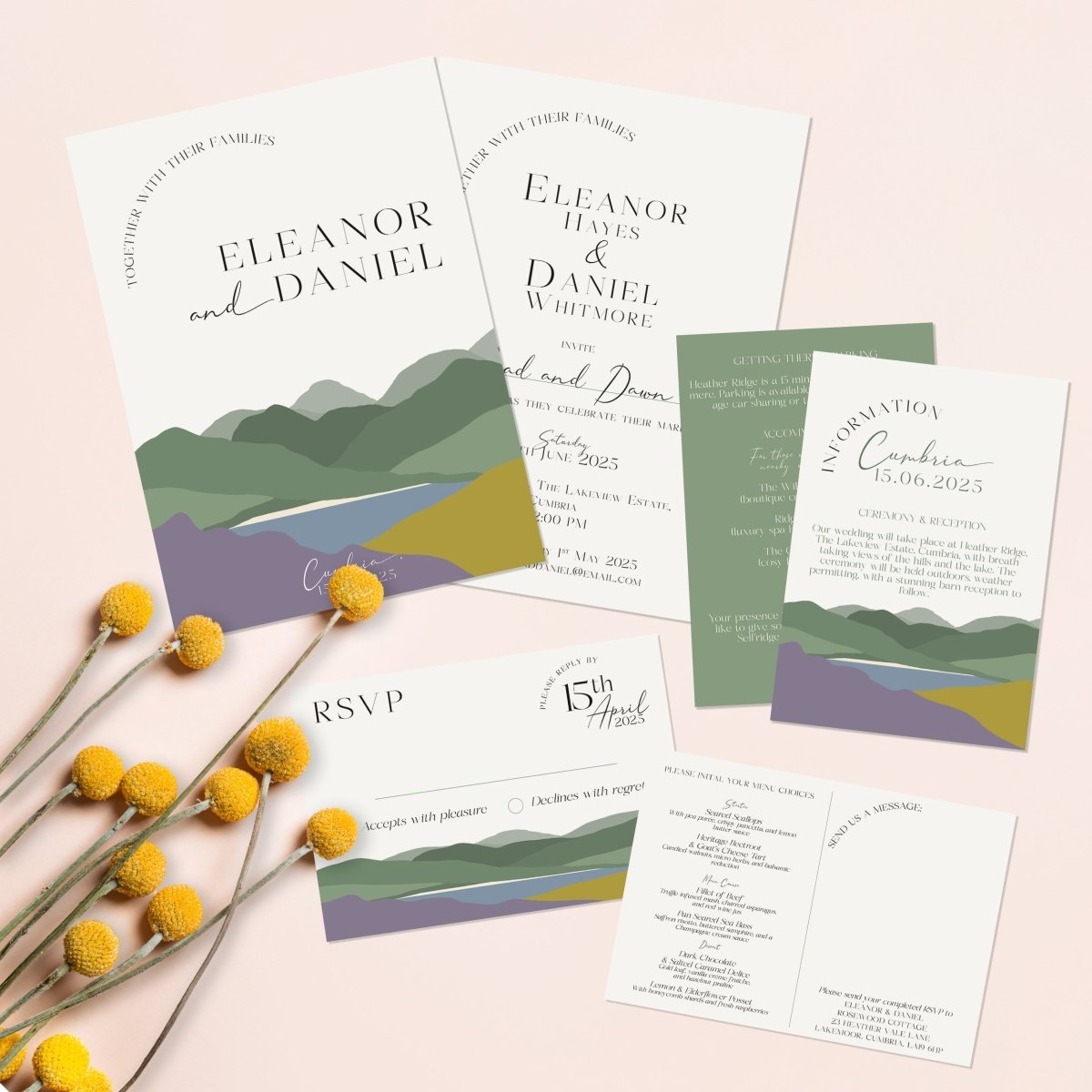 Hills Heather and Gorse Flat RSVP Cards