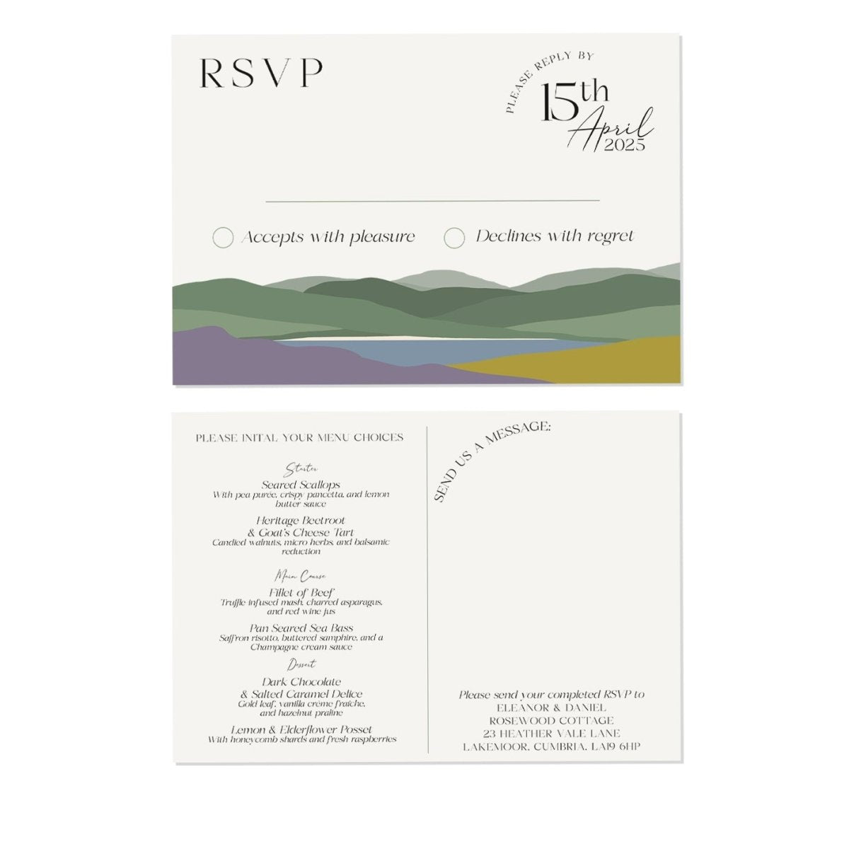 Hills Heather and Gorse Flat RSVP Cards