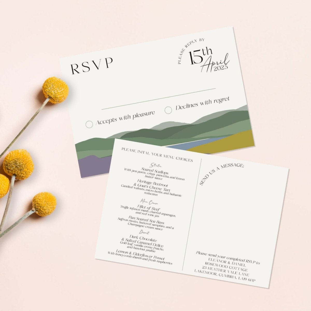 Hills Heather and Gorse Flat RSVP Cards