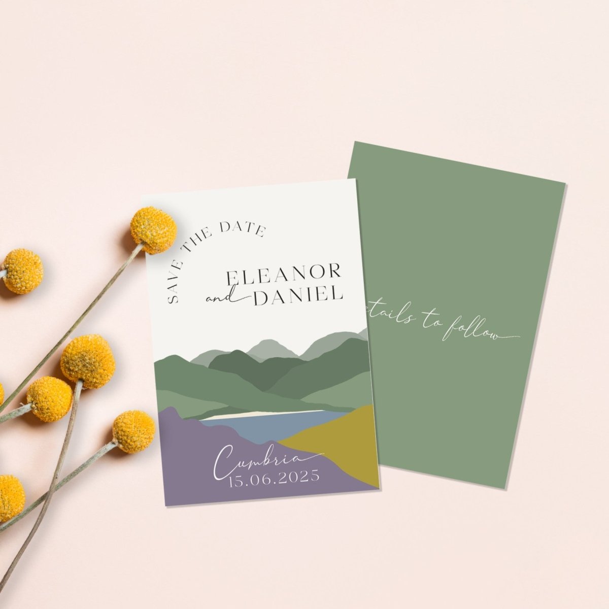 Hills Heather and Gorse Save the Date Cards