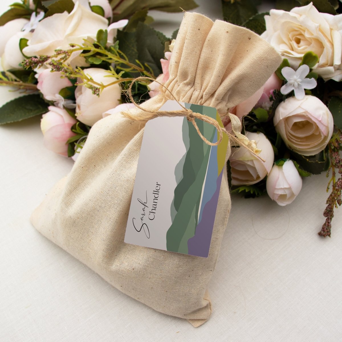 Hills Heather and Gorse Wedding 'Luggage Tag' Place Cards