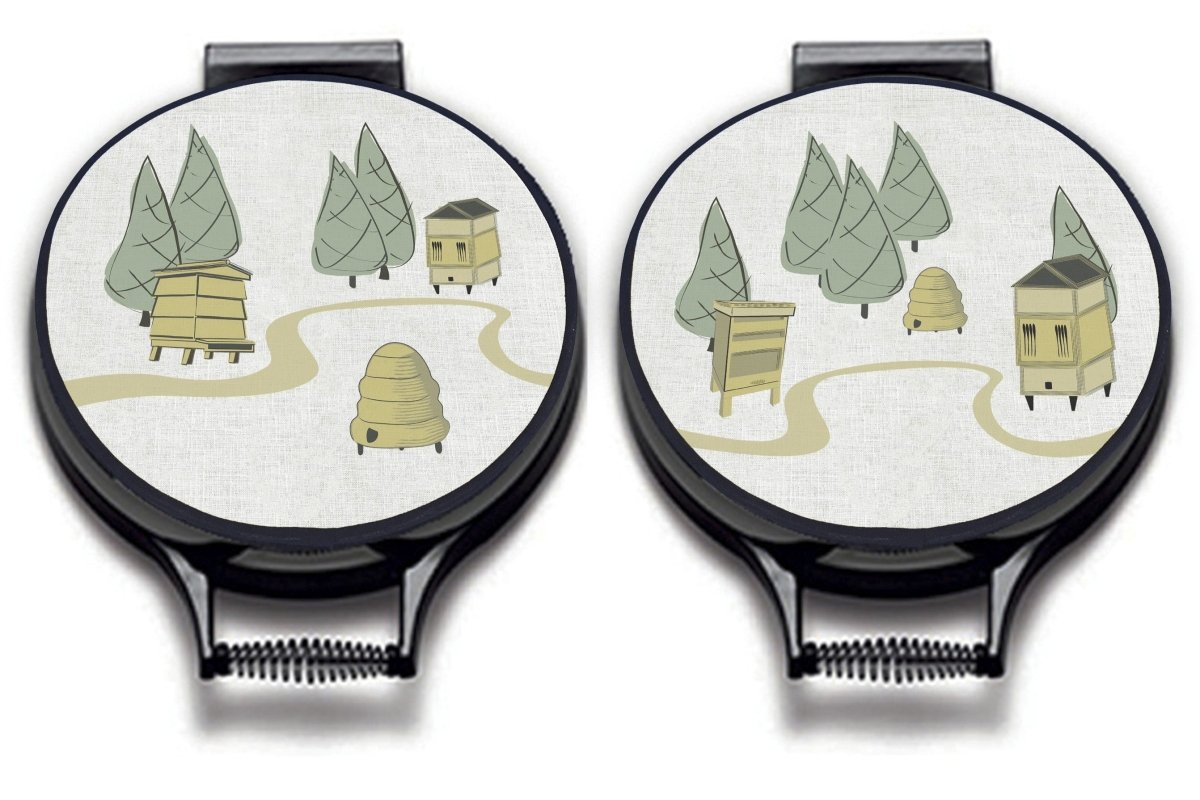 Honeybee Hives Circular Hob Covers - Mustard and Gray Ltd