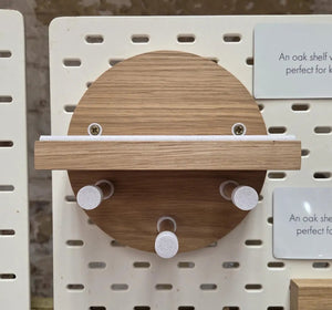 Hue & Hook Oak Circular Entryway Organiser with Shelf and Key Hooks