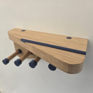 Hue & Hook Oak Entryway Organiser with Key Pegs and Shelf