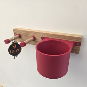 Hue & Hook Oak Hallway Organiser with Plant Pot and Key Hooks