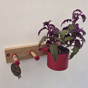 Hue & Hook Oak Hallway Organiser with Plant Pot and Key Hooks