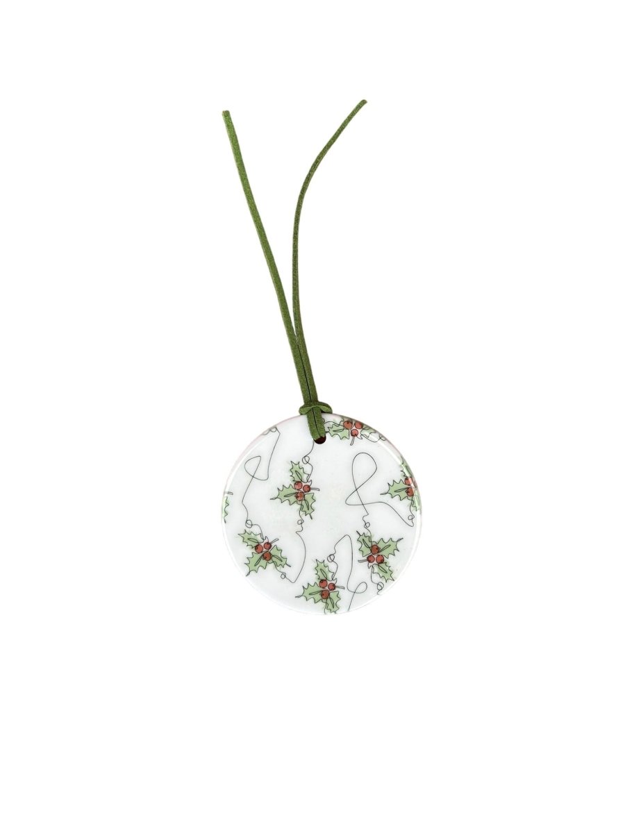 Ink and Hue Holly Christmas Decorations - Mustard and Gray Ltd