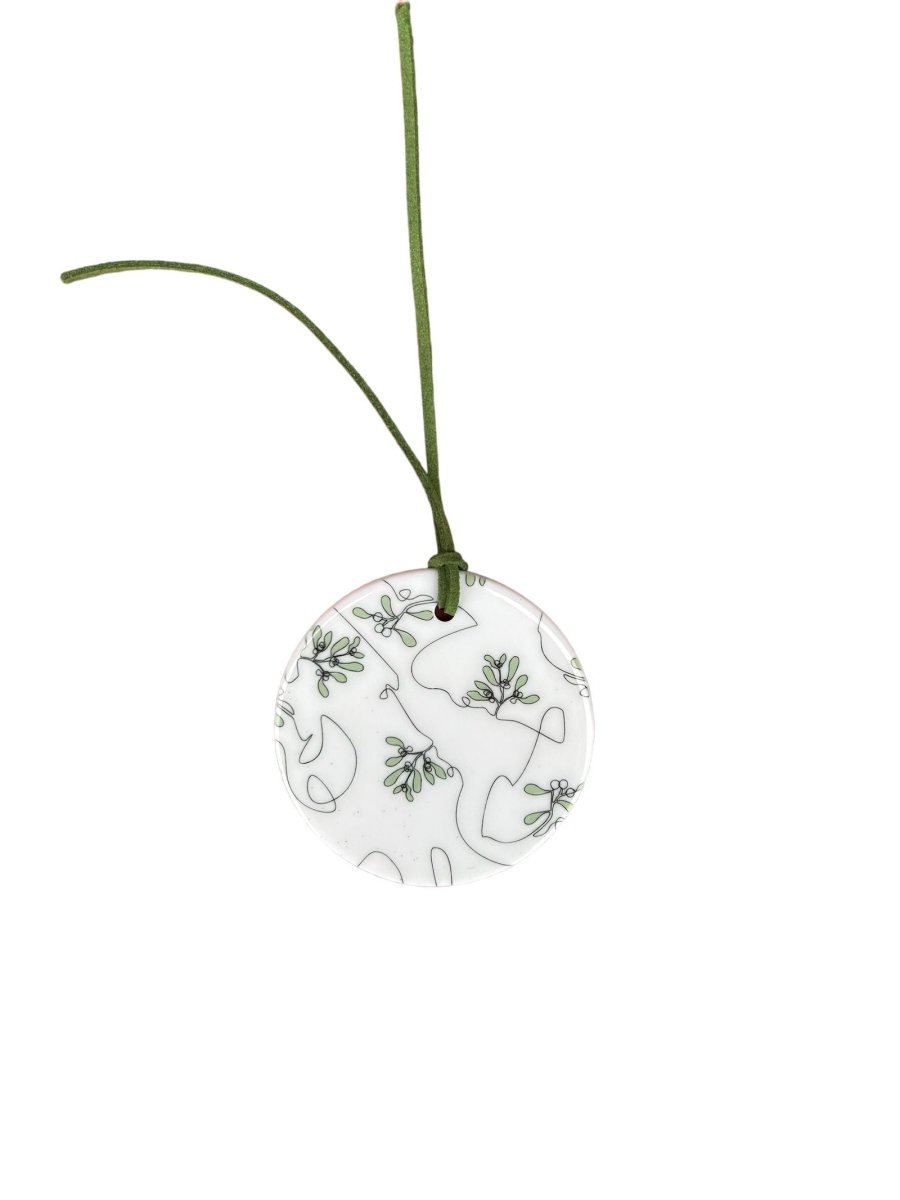 Ink and Hue Mistletoe Christmas Decorations - Mustard and Gray Ltd