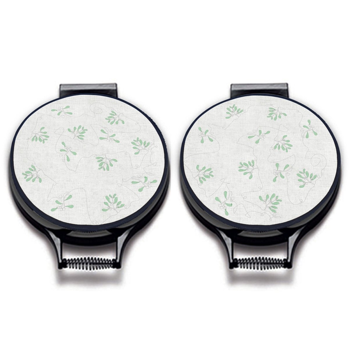 Ink and Hue Mistletoe Circular Hob Covers - Mustard and Gray Ltd
