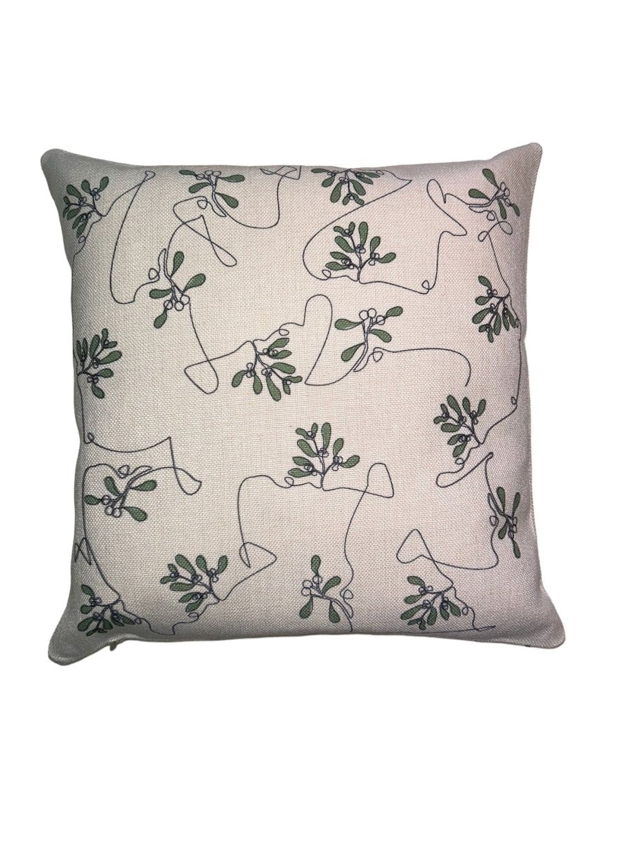 Ink and Hue - Mistletoe Cushion - Mustard and Gray Ltd