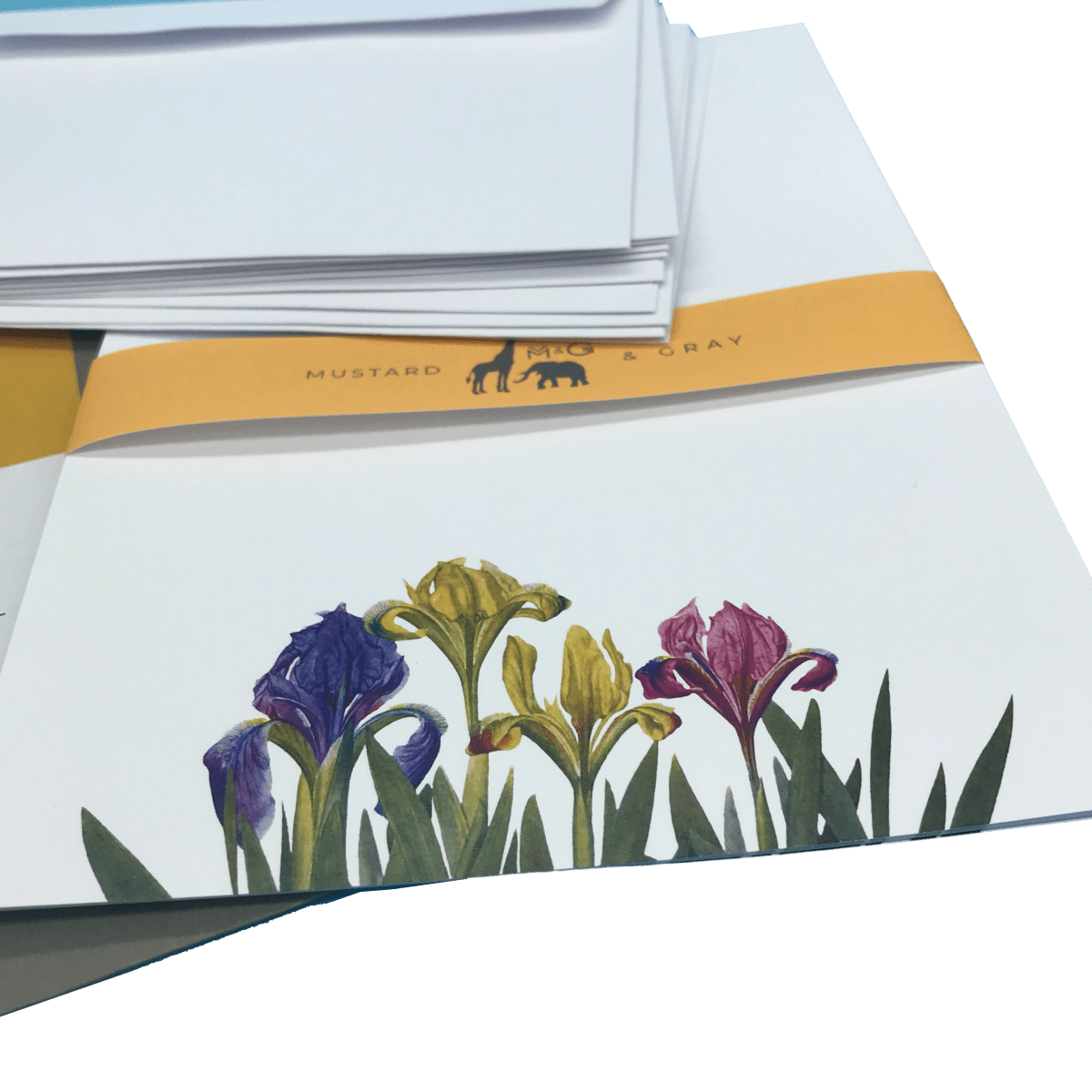 Iris Flourish Letter Paper - Wove A5 Writing Paper - Mustard and Gray Ltd