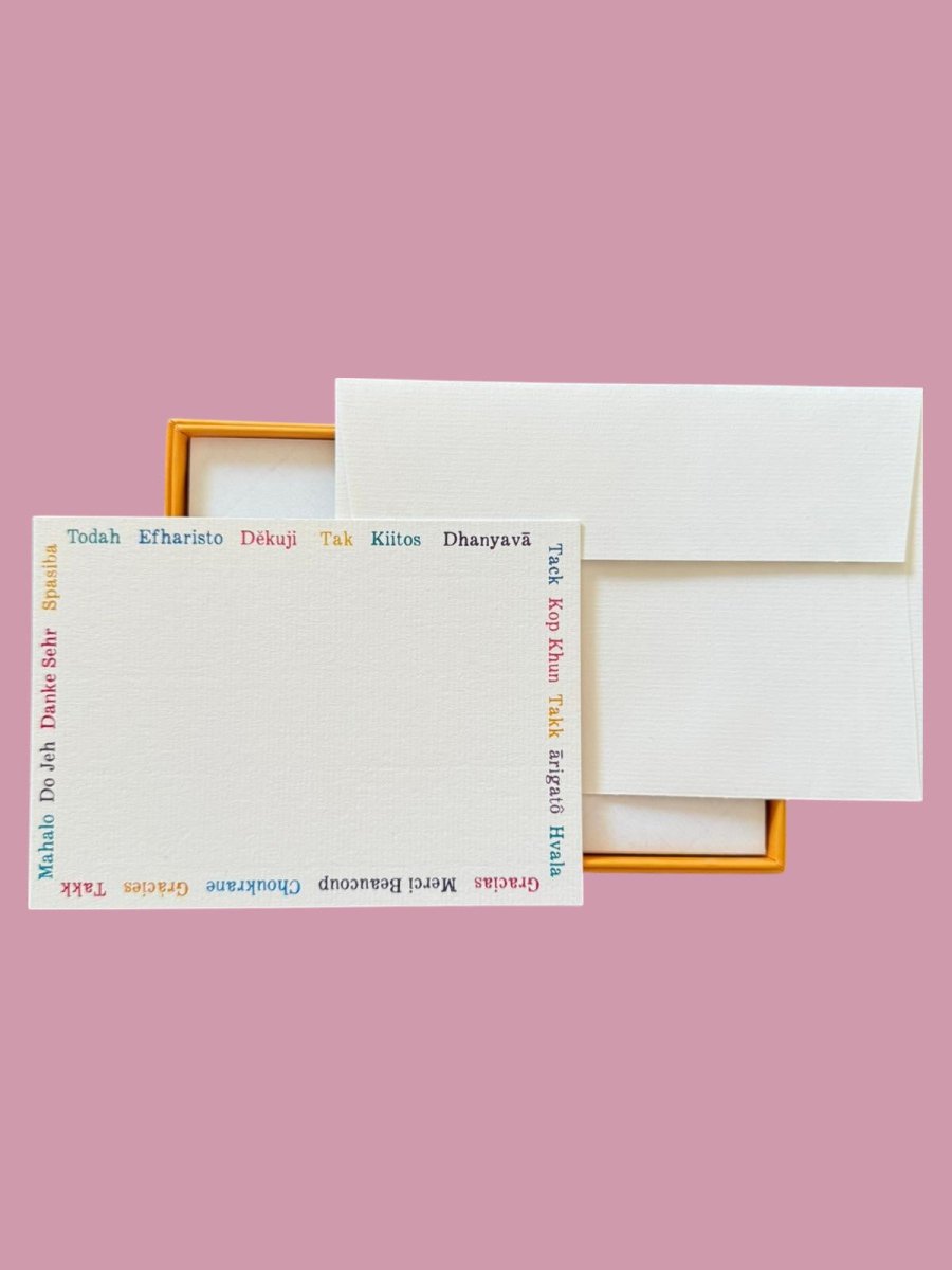 Languages Thank You Notecard Set with Lined Envelopes