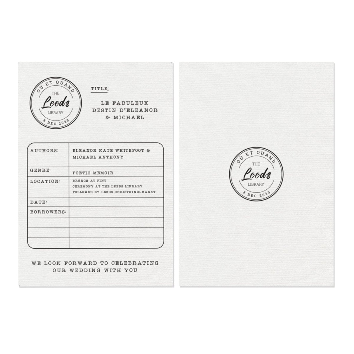 Library Card Save the Date Cards