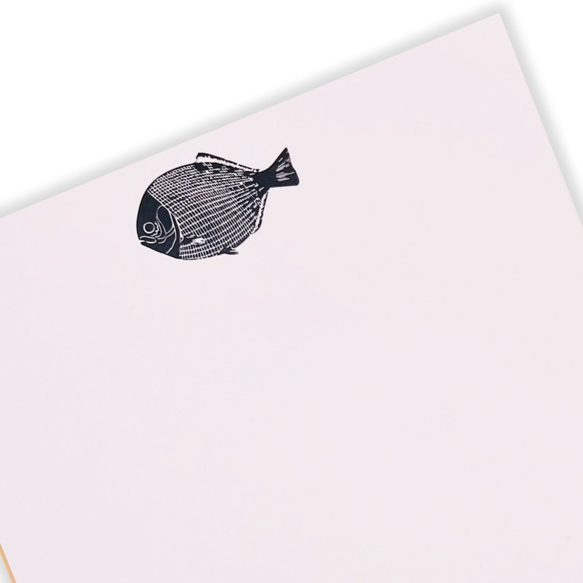 Lino Fish Letter Paper - Laid A5 Writing Paper - Mustard and Gray Ltd