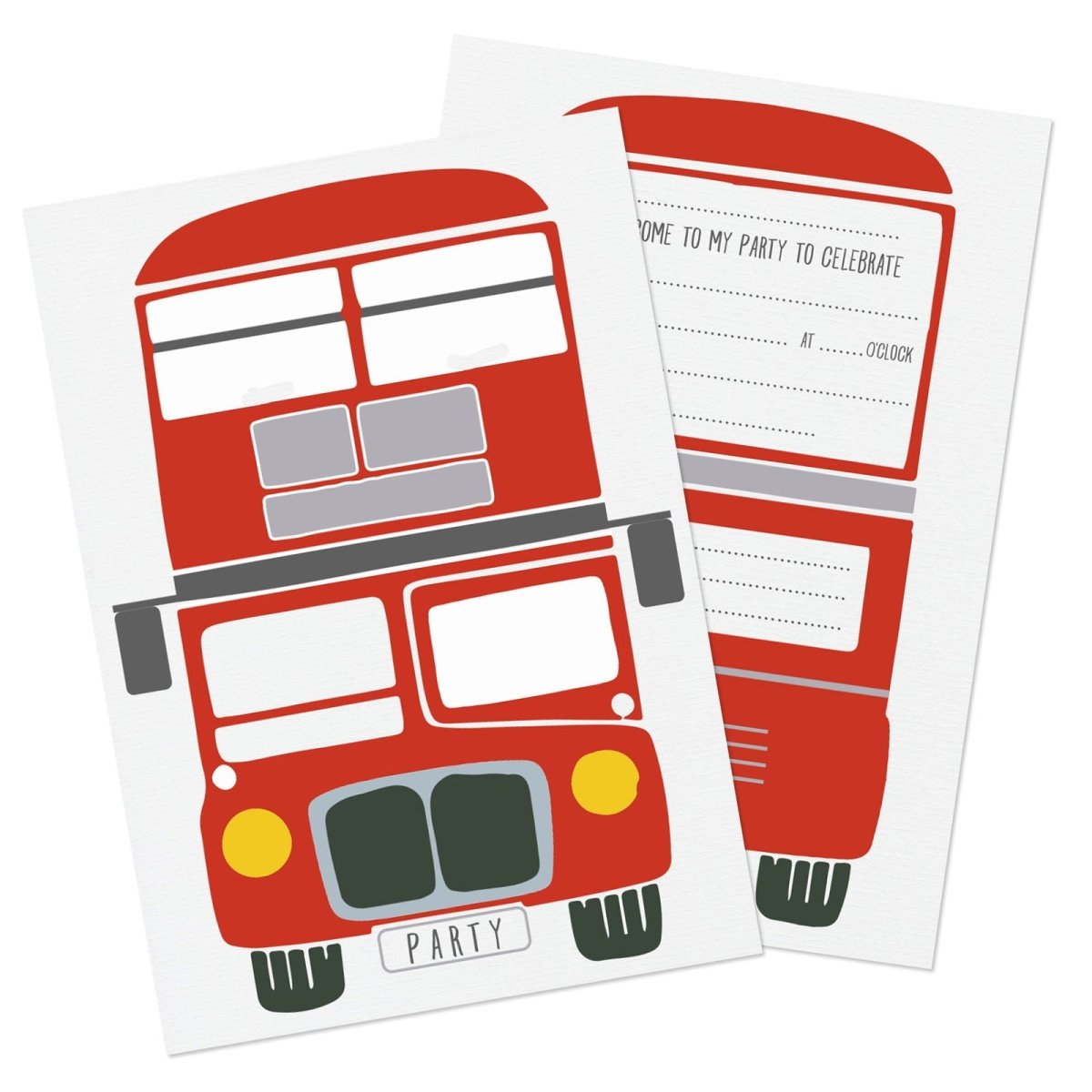 London Bus Party Invitations - Mustard and Gray Ltd