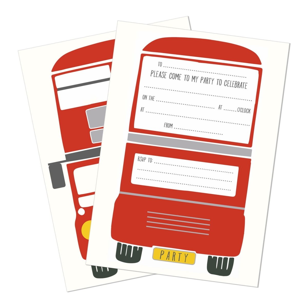 London Bus Party Invitations - Mustard and Gray Ltd