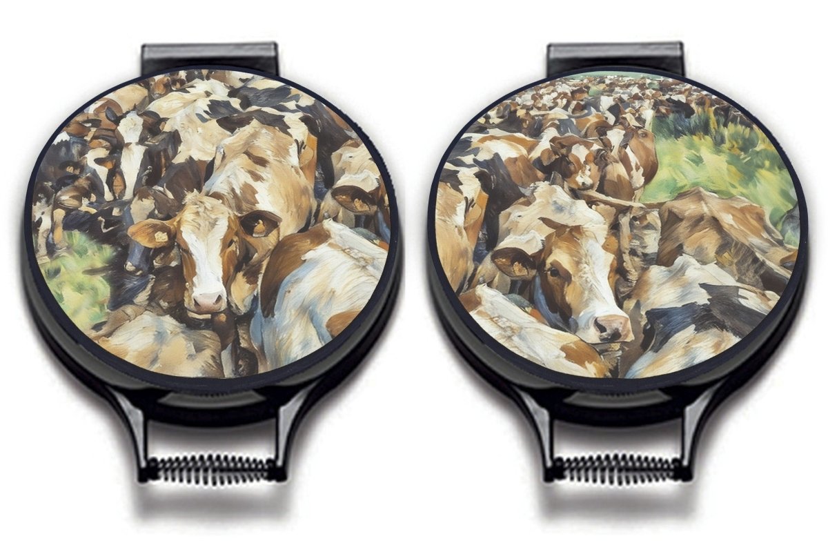 Milking Herd (cows) Circular Hob Covers - Mustard and Gray Ltd