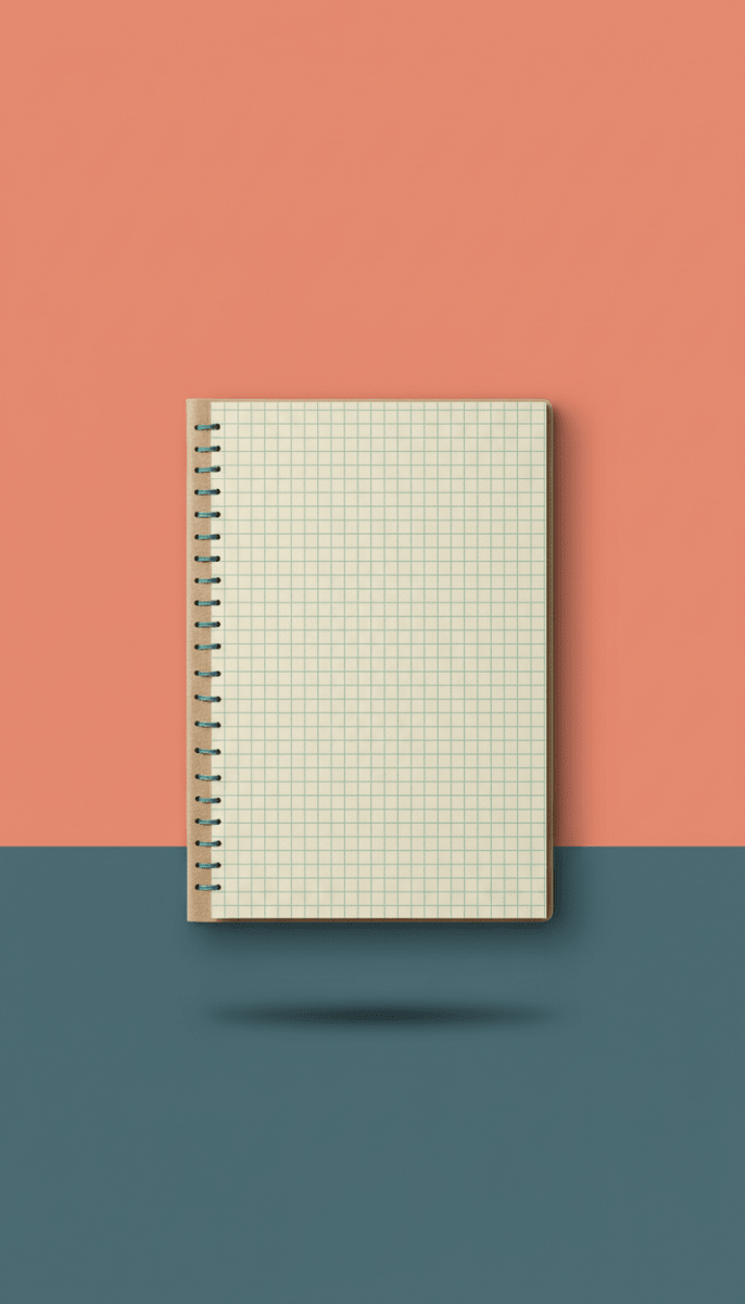Mint grid notepad with stitched binding