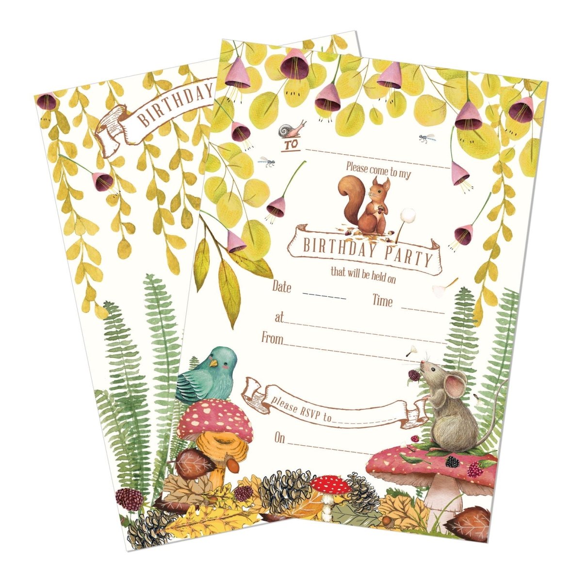 Nature Birthday Party Invitations - Mustard and Gray Ltd