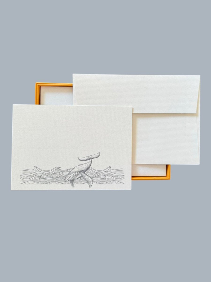 Night Whale Notecard Set with Laid Envelopes