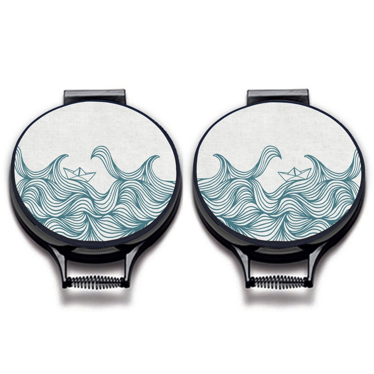 Paper Boat Circular Hob Covers - Mustard and Gray Ltd