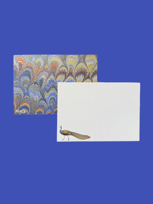 Peacock Marbled Notecard Set with Laid Envelopes