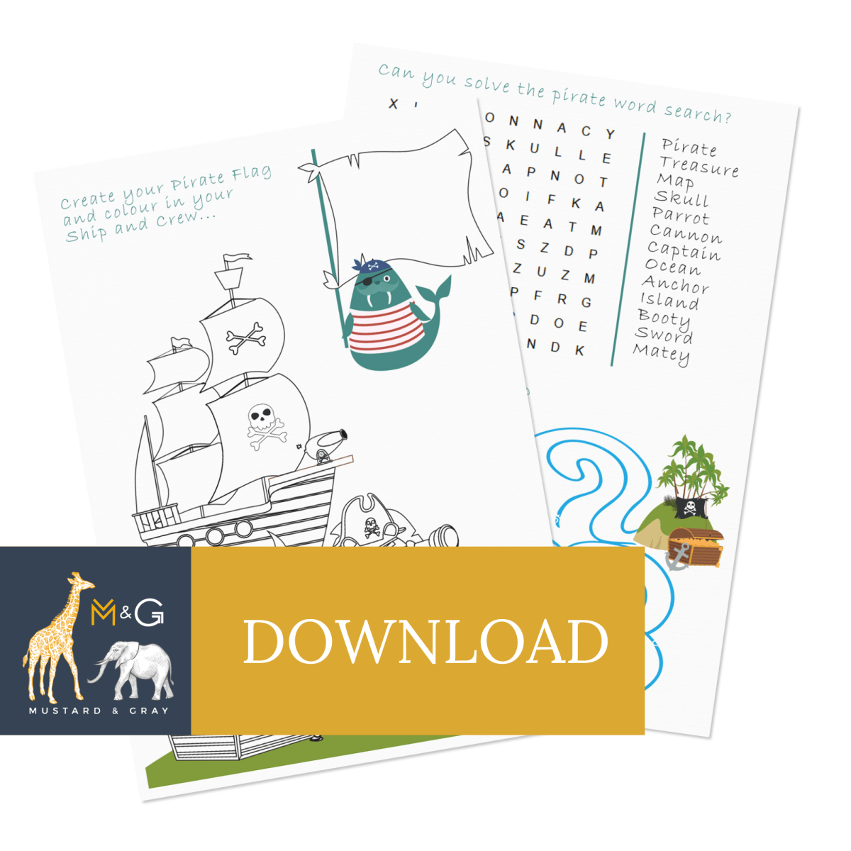 Pirate Activity Sheet Download - Mustard and Gray Ltd