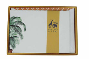 Potted Palm Notecard Set with Lined Envelopes - Mustard and Gray Ltd