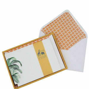 Potted Palm Notecard Set with Lined Envelopes - Mustard and Gray Ltd