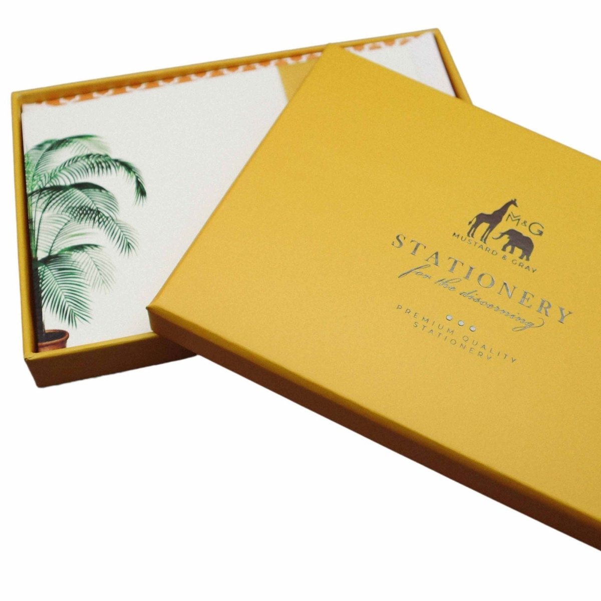 Potted Palm Notecard Set with Lined Envelopes - Mustard and Gray Ltd