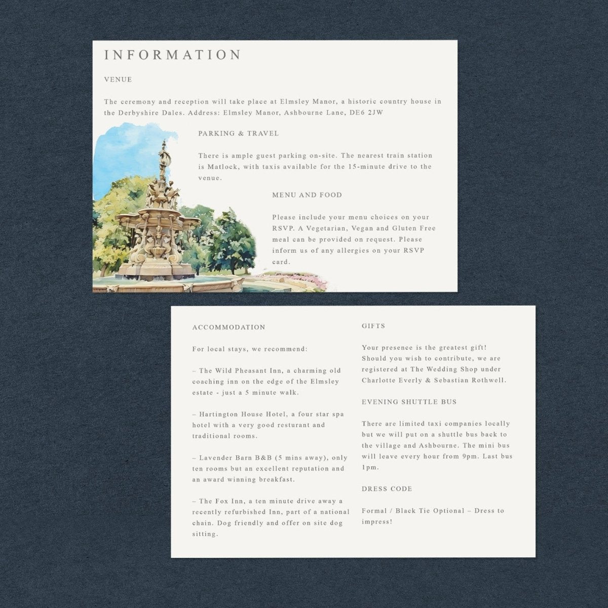 Quatt Illustrated Wedding Information Cards