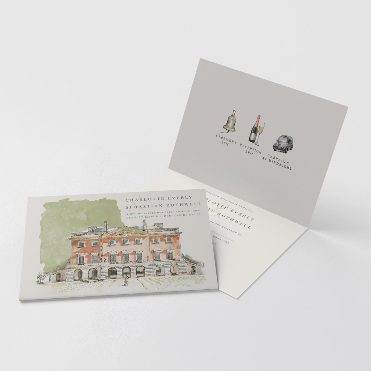 Quatt Illustrated Wedding Invitations (Folded)