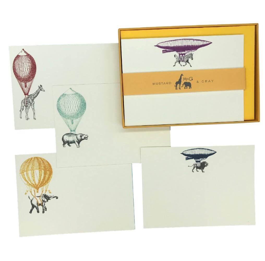 Safari Animal High Life Notecards - Mustard and Gray Ltd
