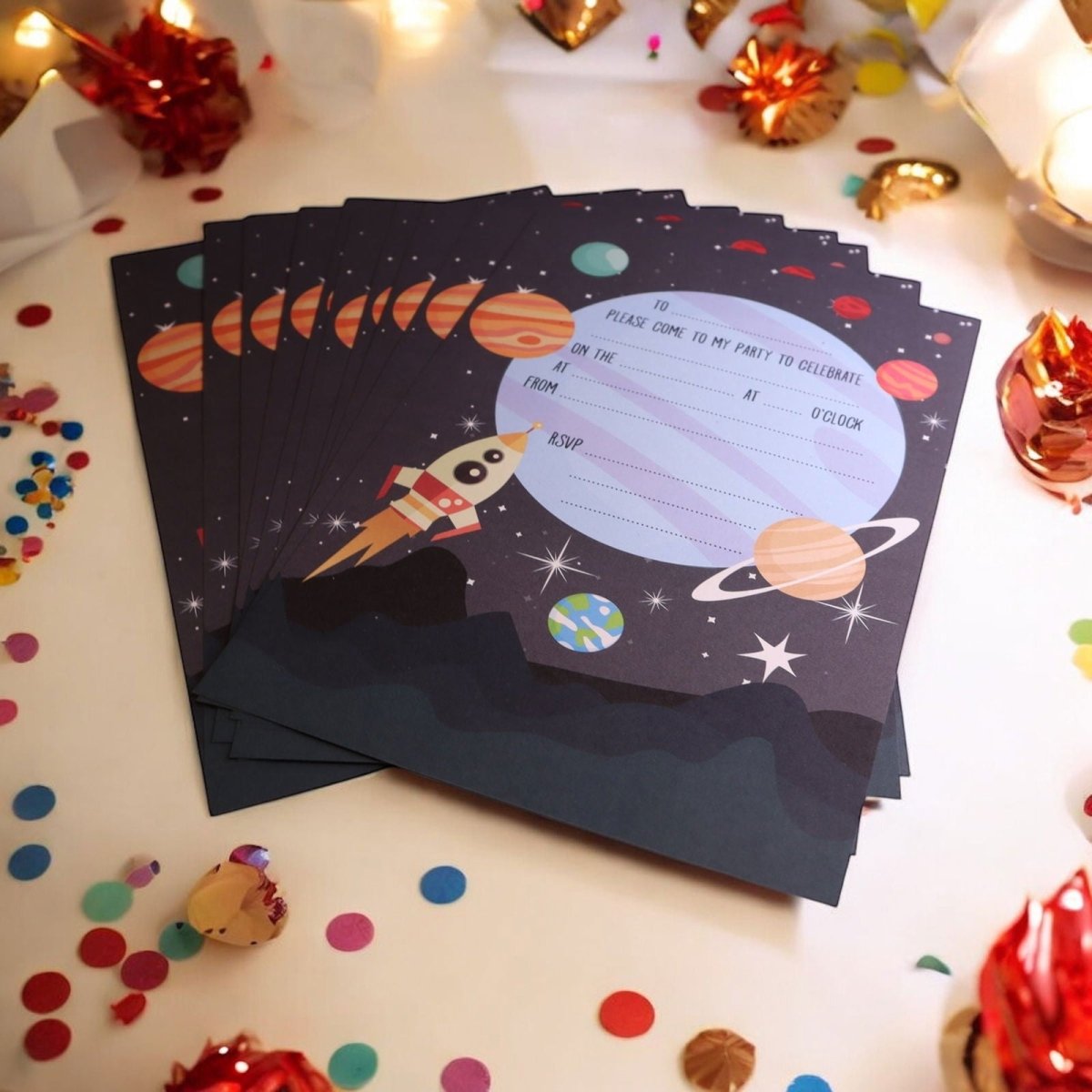 Space Birthday Party Invitations - Mustard and Gray Ltd