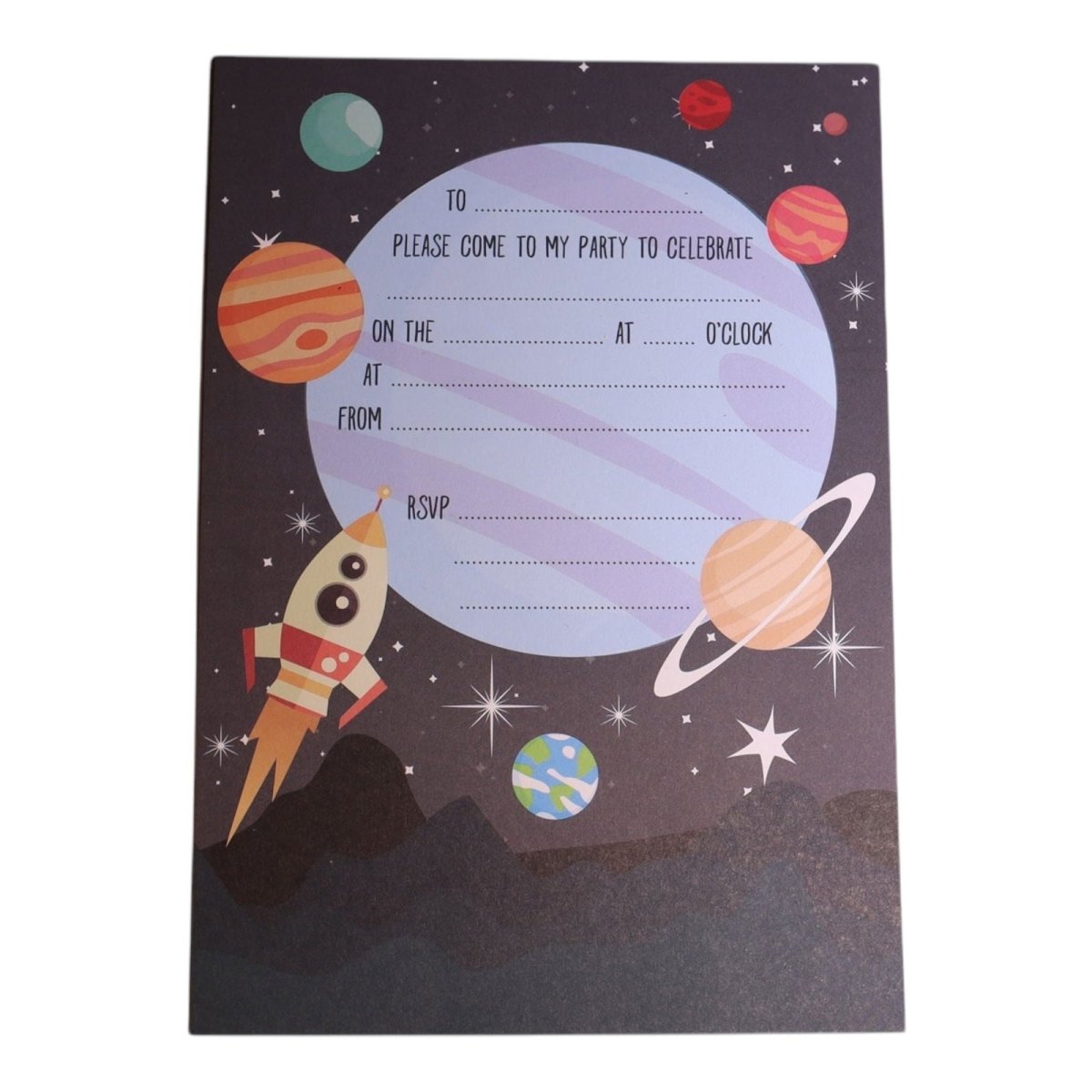 Space Birthday Party Invitations - Mustard and Gray Ltd