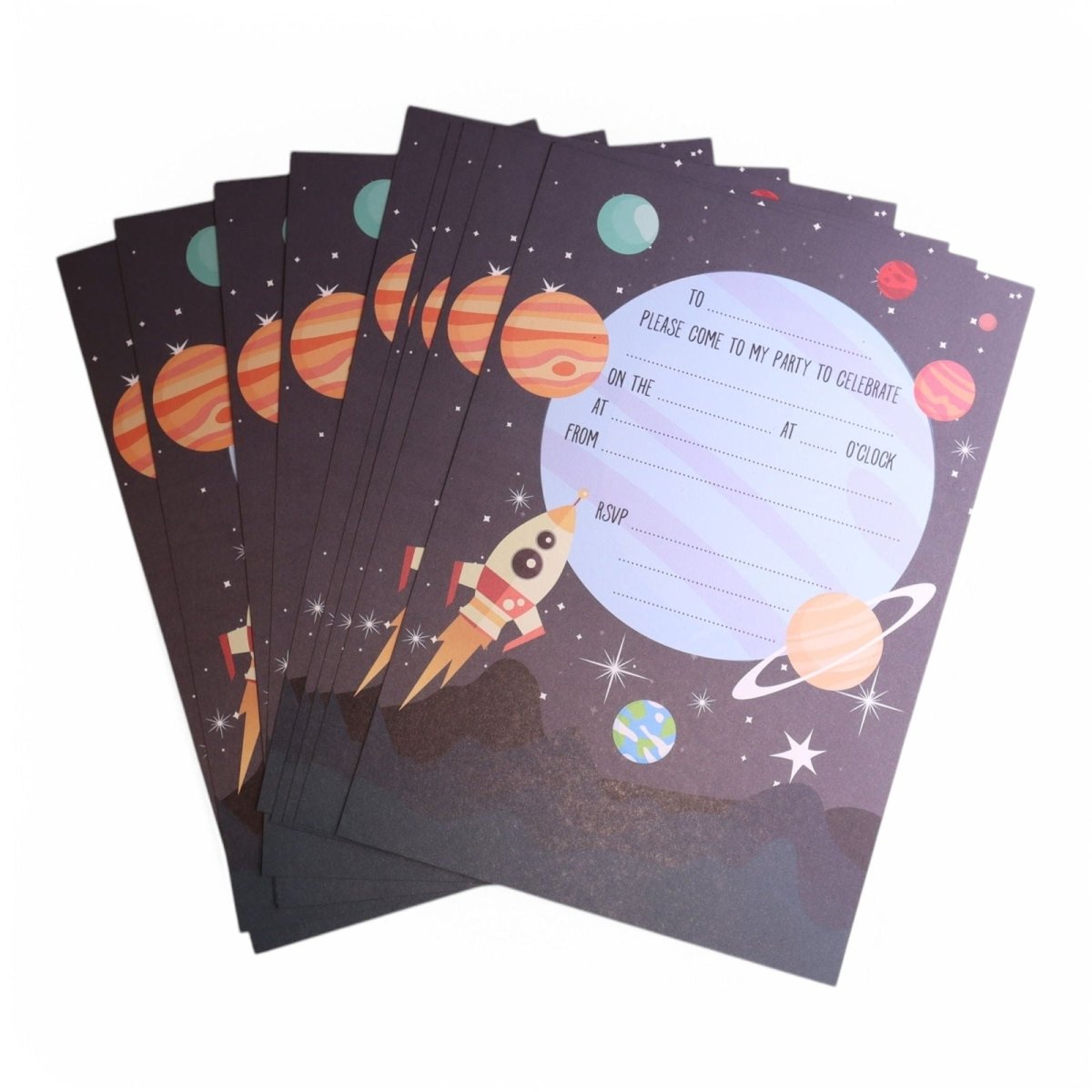 Space Birthday Party Invitations - Mustard and Gray Ltd
