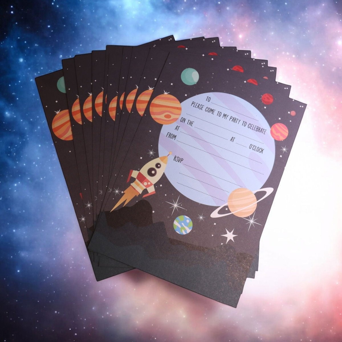 Space Birthday Party Invitations - Mustard and Gray Ltd