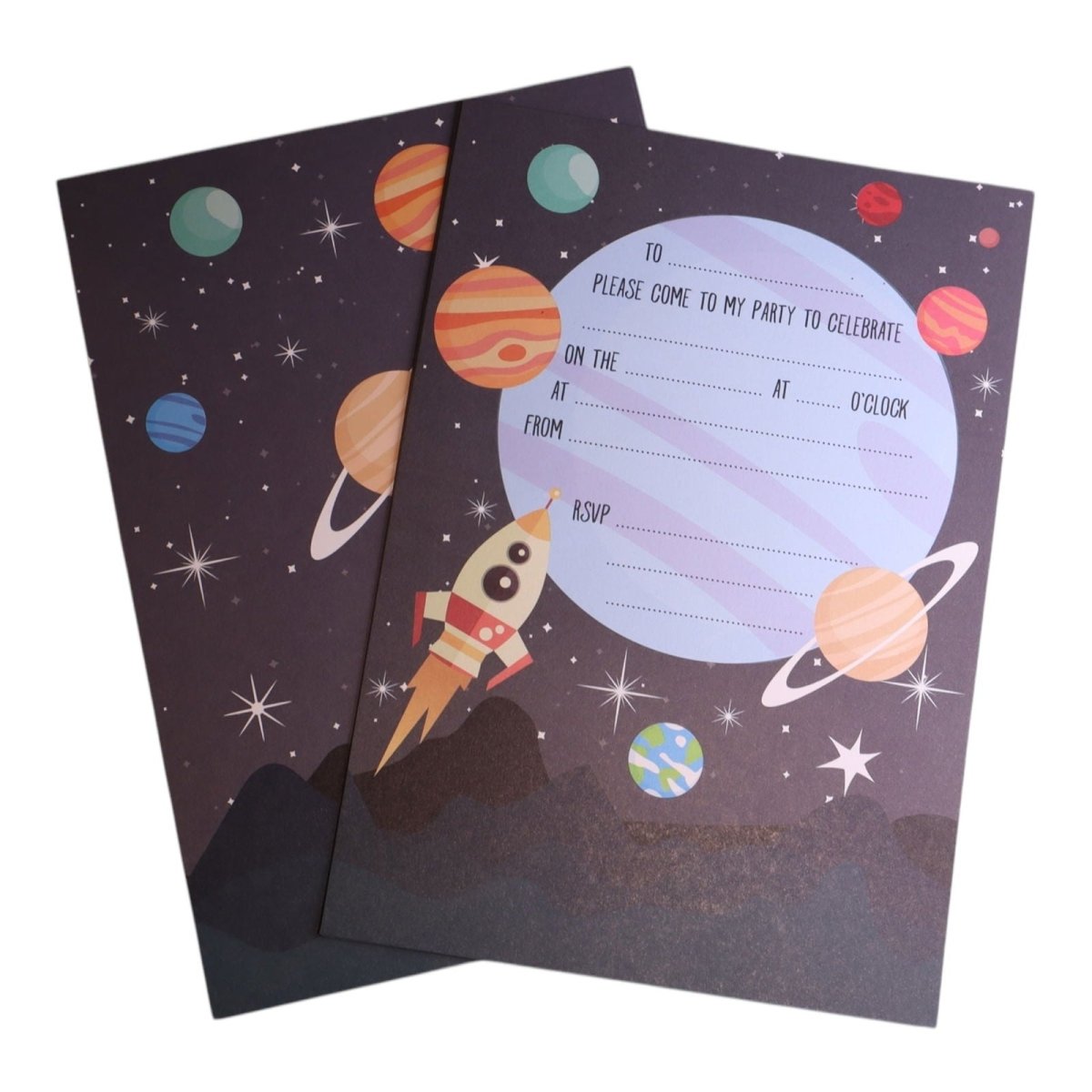 Space Birthday Party Invitations - Mustard and Gray Ltd