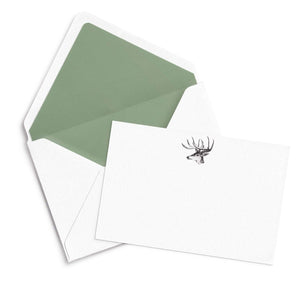 Stag Notecard Set with Lined Envelopes - Mustard and Gray Ltd