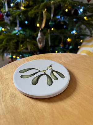 Tis the Season Holly & Mistletoe Ceramic Coasters