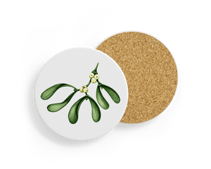 Tis the Season Holly & Mistletoe Ceramic Coasters