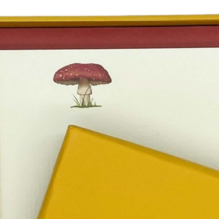 Toadstool Notecard Set with Lined Envelopes - Mustard and Gray Ltd