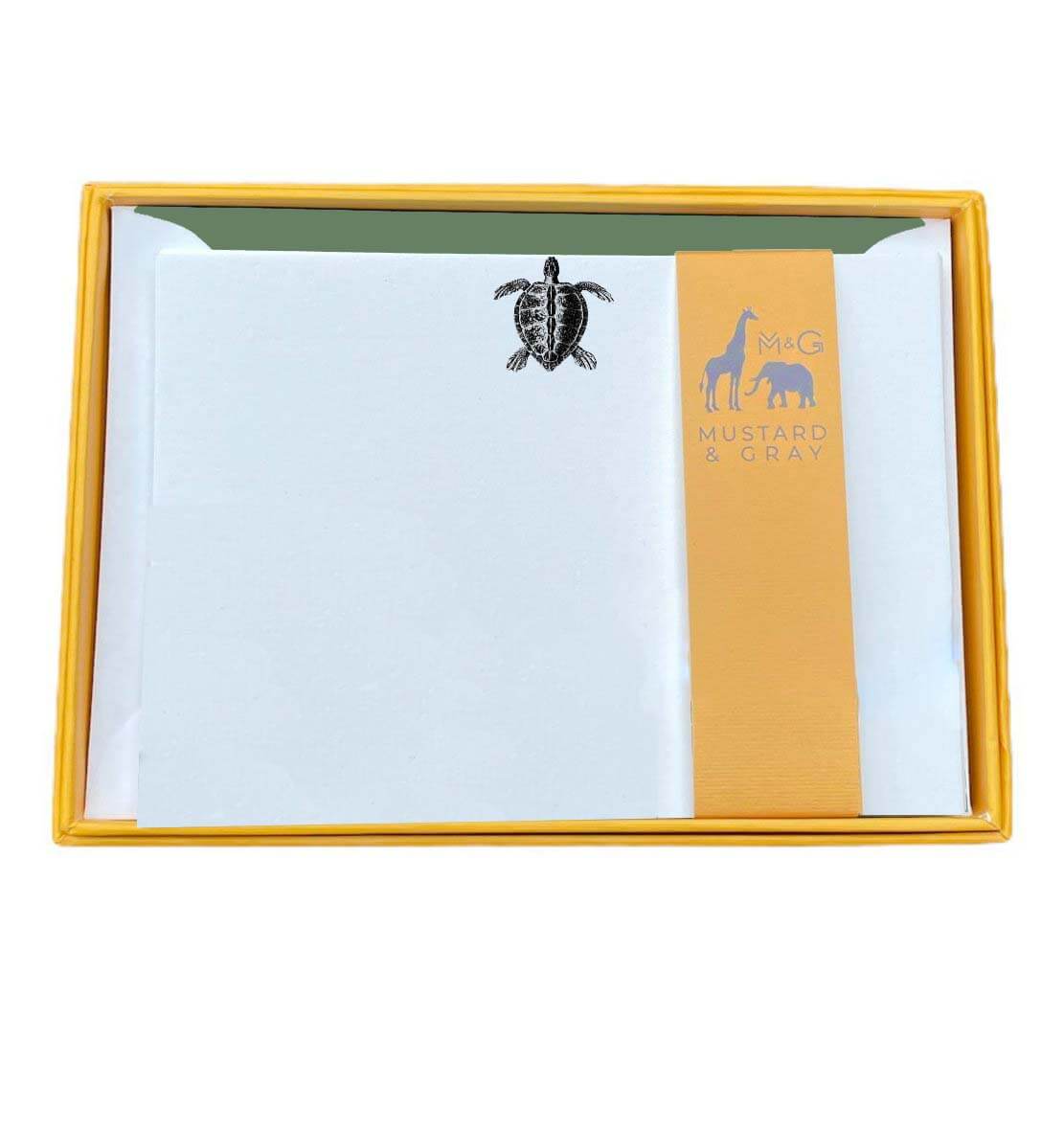 Tortoise Notecard Set with Lined Envelopes - Mustard and Gray Ltd