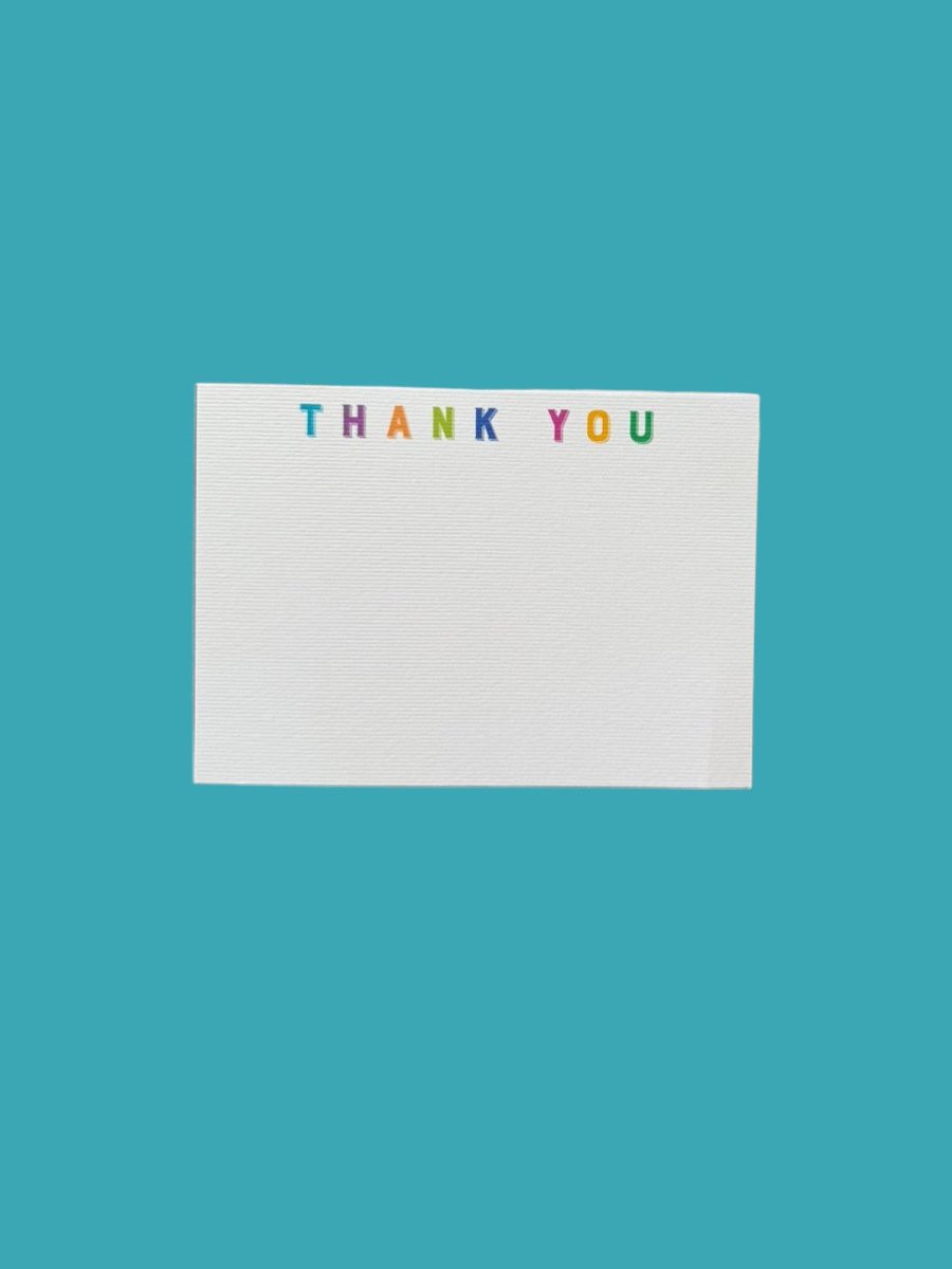 Typography Thank You Notecard Set with Laid Envelopes